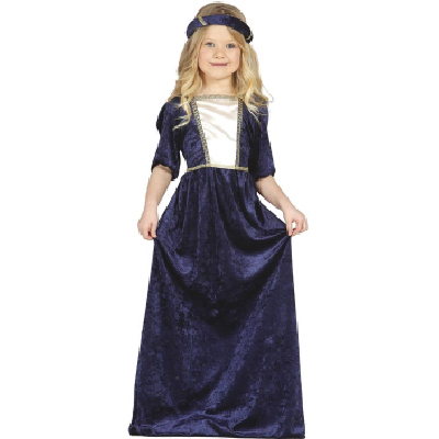 Déguisement de Dame Médiévale Bleu Taille 10-12 ans