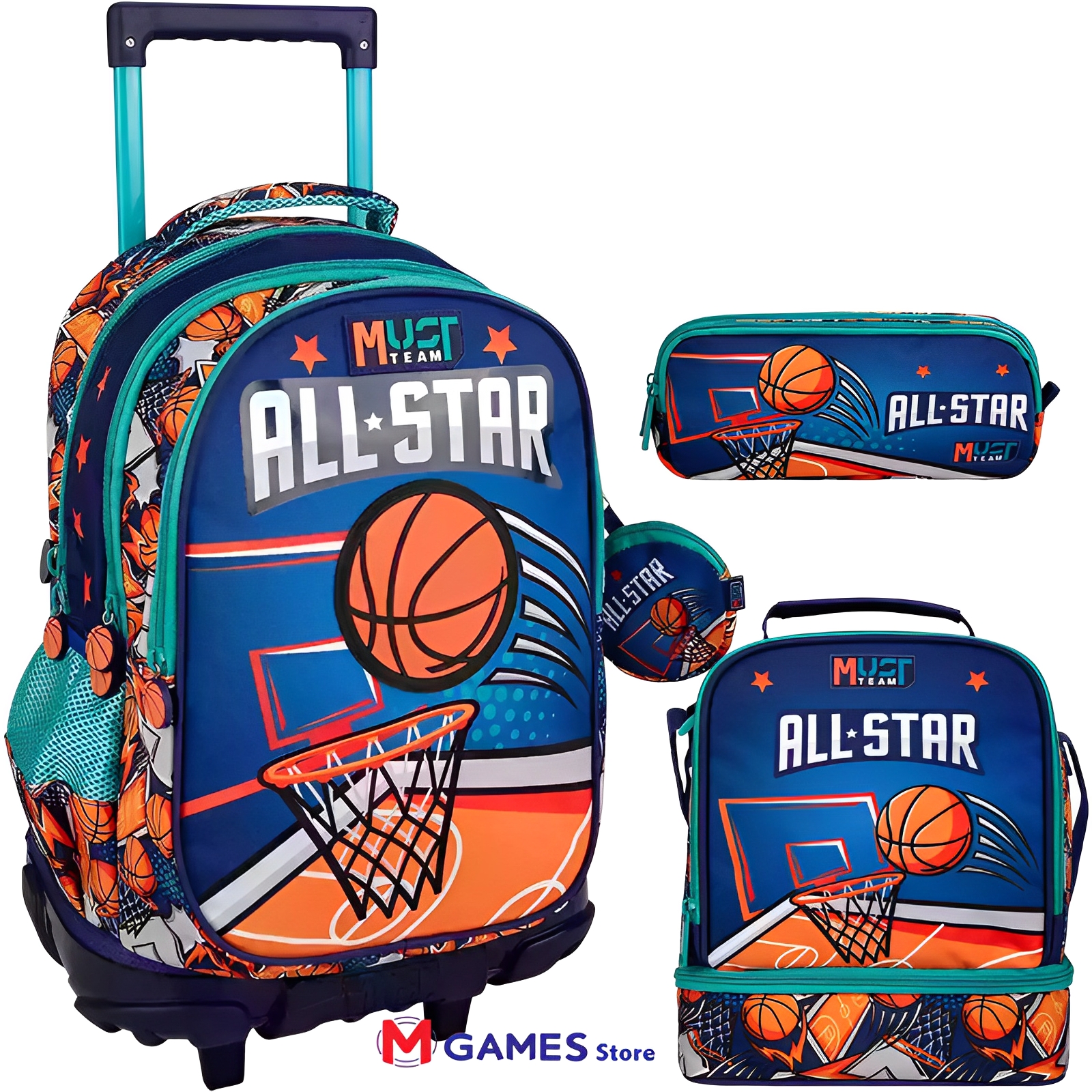 PACK SAC À DOS POUR TROLLEY SCOLAIRE MUST BASKETBALL 3PCS MGames