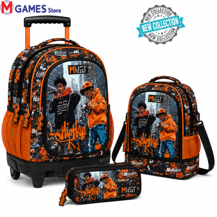 Cartable a Roulette scolaire Must Hip Hop 3pcs