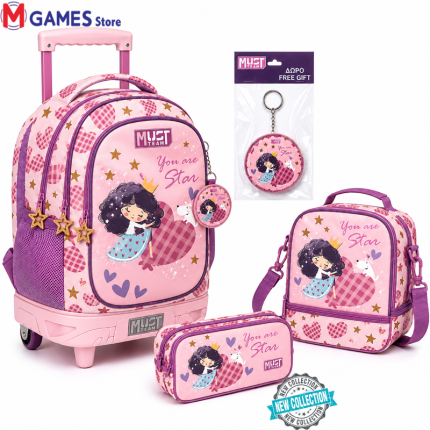 Cartable a Roulette scolaire Must .orné 3pcs