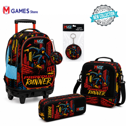 Cartable a Roulette scolaire Must Parkour Runner 3pcs
