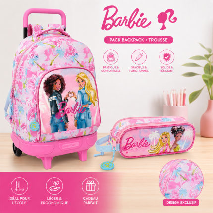 CARTABLE SAC A DOS Barbie – Pack avec trousse