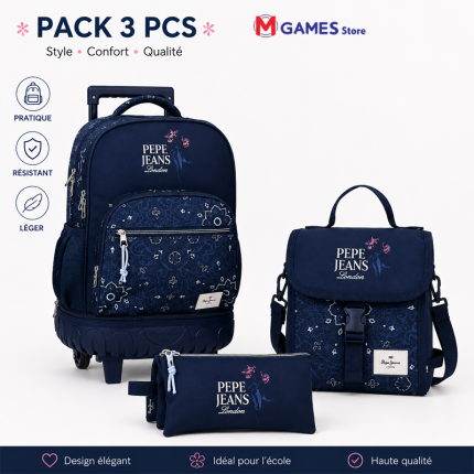 Cartable a Roulette scolaire 3 pièces Pepe Jeans Lenay